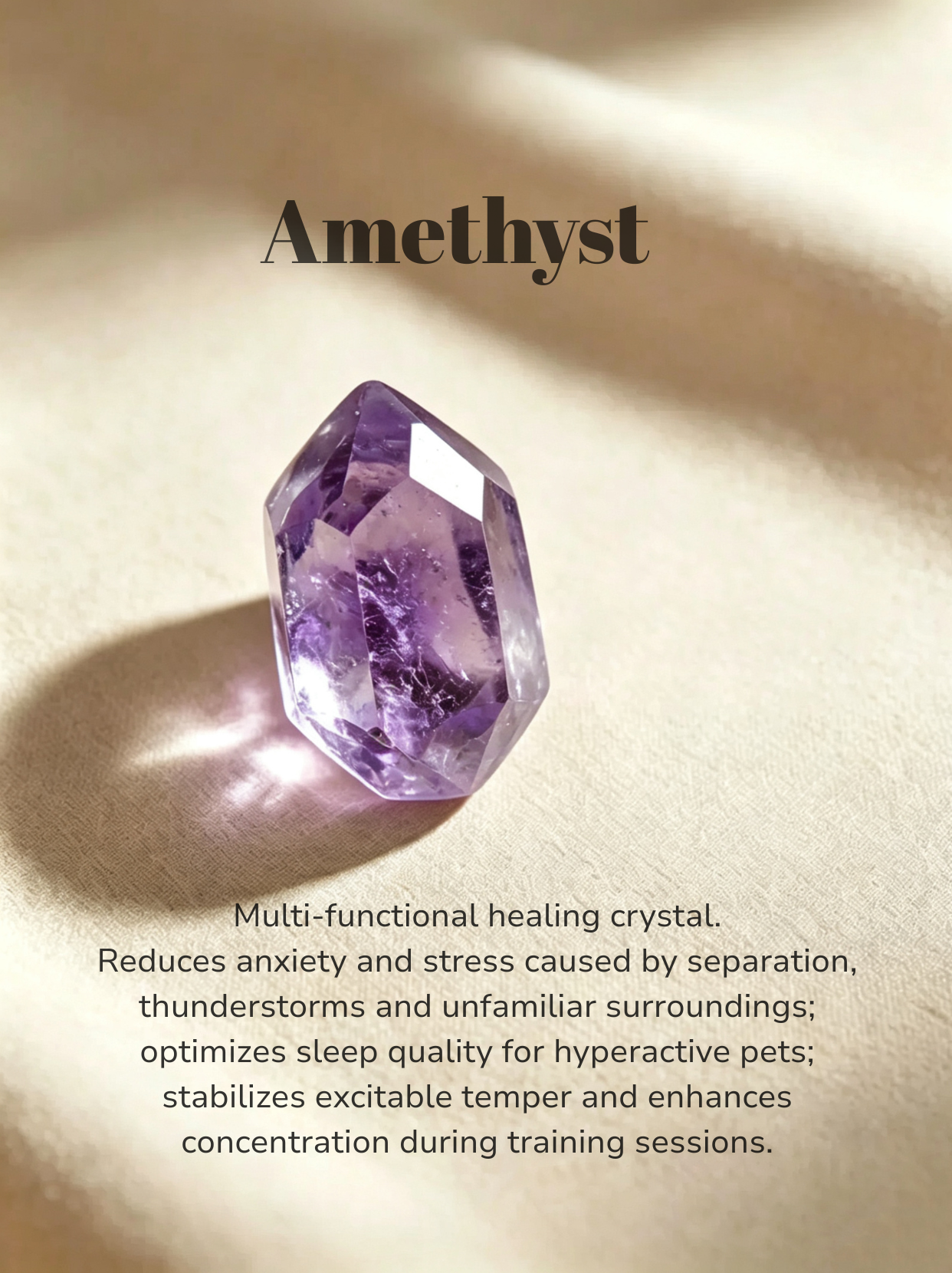 Amethyst Balloon Pup Crystal Necklace