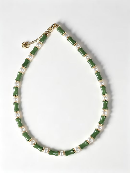 Bamboo Pearl Pet Crystal Necklace