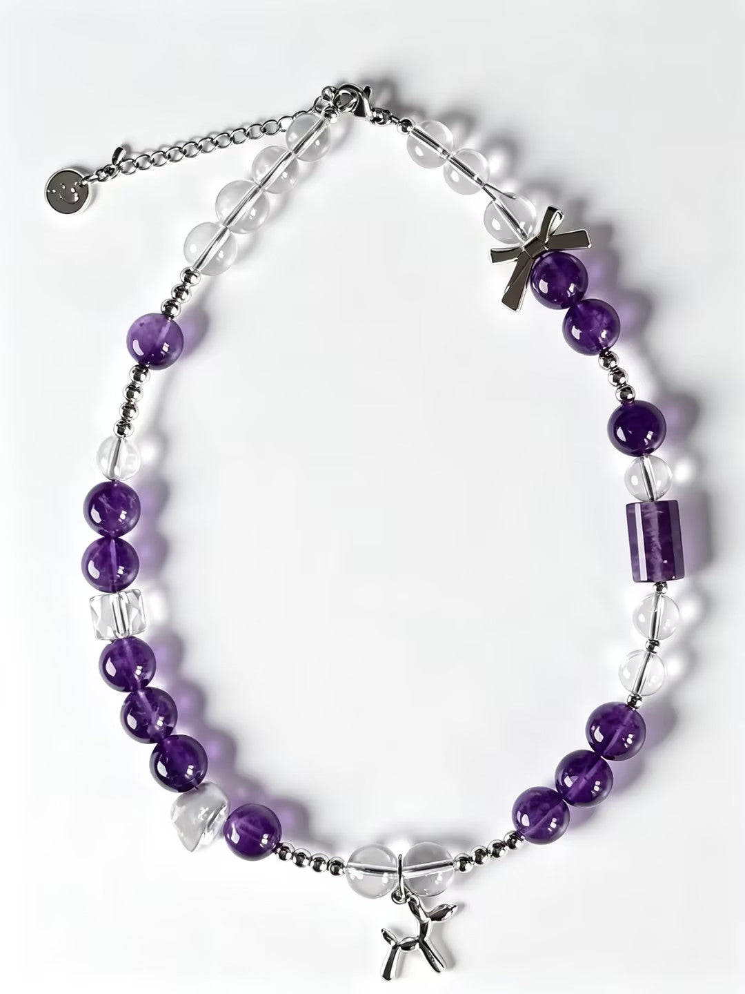 Amethyst Balloon Pup Crystal Necklace